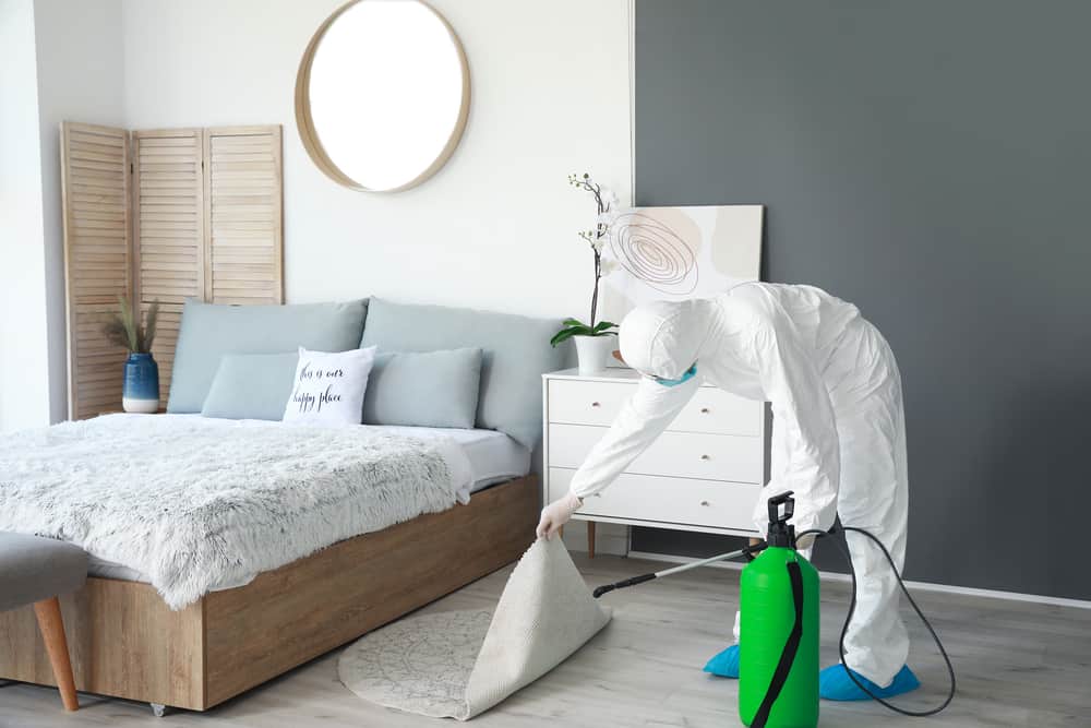 biohazard suit disinfecting house